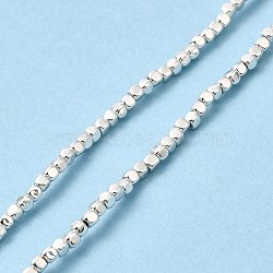 Synthetic Non-magnetic Hematite Beads Strands, Cube, Silver Plated, 2x2x2mm, Hole: 0.8mm, about 207pcs/strand, 16.14''(41cm)(G-E602-08)