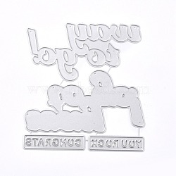 Carbon Steel Cutting Dies Stencils, for DIY Scrapbooking/Photo Album, Decorative Embossing DIY Paper Card, Matte Platinum Color, Blessings Pattern, 11x10.2x0.1cm, Hole: 1.2mm(DIY-I083-03P)