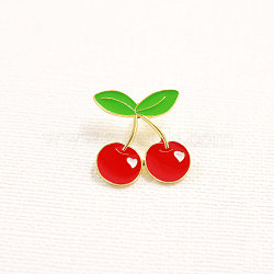 Vegetable Enamel Pins, Alloy Lapel Pin Backs for Backpack Clothes, Cherry, 25x25mm(JEWB-L020-03A)