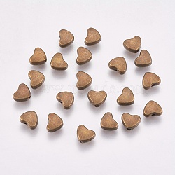 Alloy Beads, Cadmium Free & Nickel Free & Lead Free, Heart, Antique Bronze, 6x5x3mm, Hole: 1mm(X-PALLOY-6122-AB-NR)