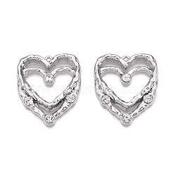 Rack Plating Alloy Rhinestone Pendants, Cadmium Free & Nickel Free & Lead Free, Heart Charm, Platinum, 27.5x23.5x3mm, Hole: 1.2mm(PALLOY-T091-06P-NR)