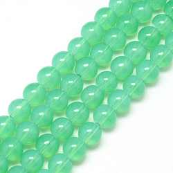 Baking Painted Glass Beads Strands, Imitation Opalite, Round, Medium Aquamarine, 8mm, Hole: 1.3~1.6mm, about 100pcs/strand, 31.4 inch(X-DGLA-Q023-8mm-DB9)