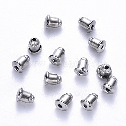 Non-Tarnish 304 Stainless Steel Bullet Ear Nuts, Earring Backs, Stainless Steel Color, 5.5x5.5x4.5mm, Hole: 1.2mm(STAS-S113-002)