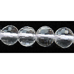 Gemstone Beads Strands, Quartz Crystal, Faceted(128 Facets), Round, Synthetic Crystal, 4mm, Hole: 0.8mm, about 100pcs/strand, 15.5 inch(GSFR4mm187-128)