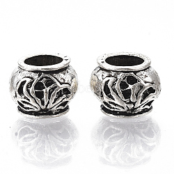 Tibetan Style Alloy Beads, Large Hole Beads, Cadmium Free & Lead Free, Rondelle, Antique Silver, 12x11x8.5mm, Hole: 6mm(X-TIBE-R317-056AS-LF)