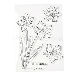 Silicone Clear Stamps, for Card Making Decoration DIY Scrapbooking, Flower Pattern, 20.5x14.5x0.3cm(DIY-A013-18)