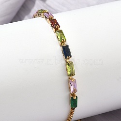 Rectangle 304 Stainless Steel Glass Slider Bracelets, Adjustable Bracelets for Women, Real 18K Gold Plated, Ion Plating(IP), Long-Lasting Plated, Mixed Color, Inner Diameter: 1.38 inch(3.5cm)~2.76 inch(7cm)(BJEW-D456-07G-01)