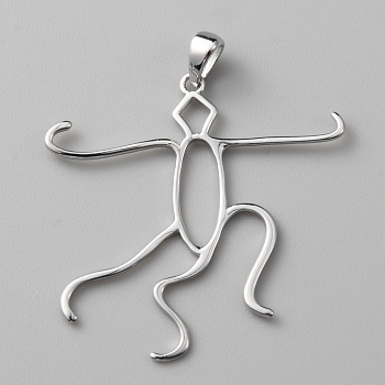 1Pc 925 Sterling Silver Pendant Findings, Cabochon Settings, Twist, Platinum, 33x33x1mm, Hole: 5x3mm