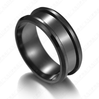 201 Stainless Steel Grooved Finger Ring Settings, Ring Core Blank, for Inlay Ring Jewelry Making, Gunmetal, Size 10, 8mm, Inner Diameter: 20mm