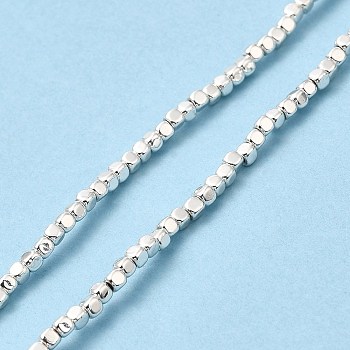 Synthetic Non-magnetic Hematite Beads Strands, Cube, Silver Plated, 2x2x2mm, Hole: 0.8mm, about 207pcs/strand, 16.14''(41cm)