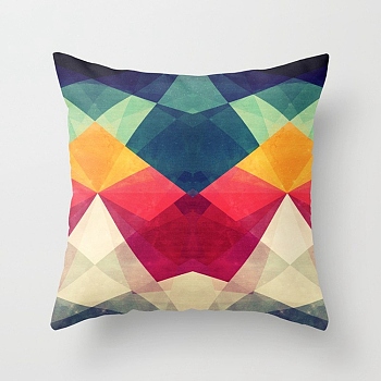 Nordics Classic Geometric Polyester Pillowcases, Car Sofa Cushion Waist Pillow, Square, Colorful, 450x450mm