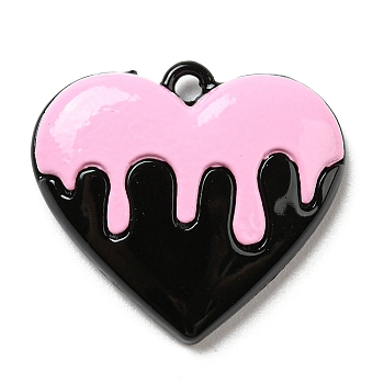 Spray Painted Alloy Pendants, Heart, Pink, 18.5x20.5x3.6mm, Hole: 1.5mm