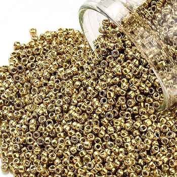TOHO Round Seed Beads, Japanese Seed Beads, (557) Gold Metallic, 15/0, 1.5mm, Hole: 0.7mm, about 3000pcs/10g