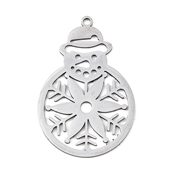 Christmas 201 Stainless Steel Pendants, Snowman & Snowflake, 38x25x1mm, Hole: 1.8mm