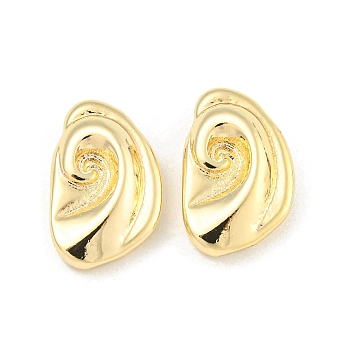 Brass Beads, swirl, Real 18K Gold Plated, 14.5x9x3.5mm, Hole: 1.5mm