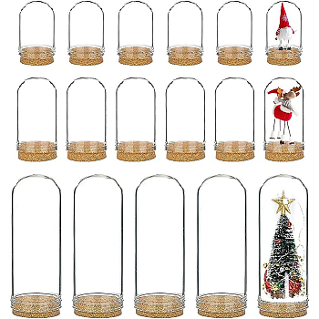 Glass Dome Cloche Cover, Bell Jar, with Cork Base, For Doll House Container, Dried Flower Display Decoration, Clear, 24pcs/box
