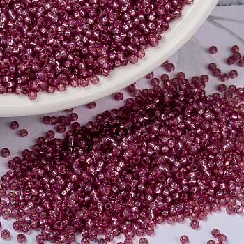 MIYUKI Round Rocailles Beads, Japanese Seed Beads, 15/0, (RR645) Dyed Dark Rose Silverlined Alabaster, 1.5mm, Hole: 0.7mm, about 5555pcs/10g