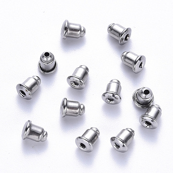 304 Stainless Steel Bullet Ear Nuts, Earring Backs, Stainless Steel Color, 5.5x5.5x4.5mm, Hole: 1.2mm