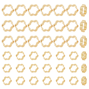 80Pcs 2 Style Brass Bead Frame, Long-Lasting Plated, Flower, Golden, 8.5~12x9.5~13x3mm, Hole: 1~1.2mm, 40pcs/style