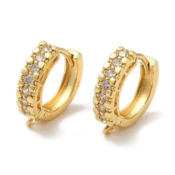 Rack Plating Brass Micro Pave Clear Cubic Zirconia Hoop Earrings Finding, Cadmium Free & Lead Free, Long-Lasting Plated, Real 18K Gold Plated, 15.5~16x4mm, Hole: 1.2mm, Pin: 0.9mm