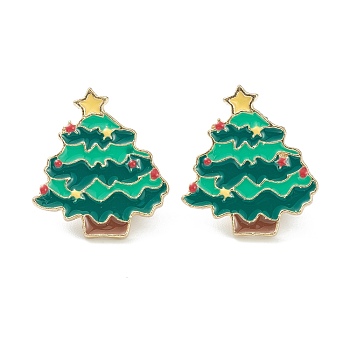 Christmas Themed Alloy Enamel Brooches, Enamel Pin, with Clutches, Christmas Tree, Colorful, 22x20x9.5mm, Pin: 1mm