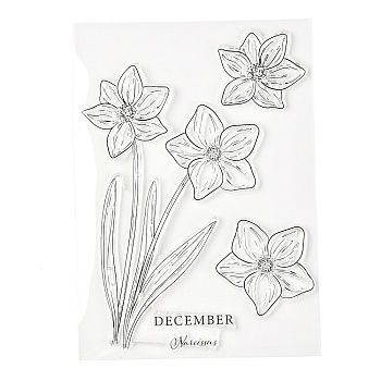 Silicone Clear Stamps, for Card Making Decoration DIY Scrapbooking, Flower Pattern, 20.5x14.5x0.3cm