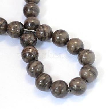 Natural Black Wood Lace Stone Round Bead Strands(G-E334-10mm-03)-3