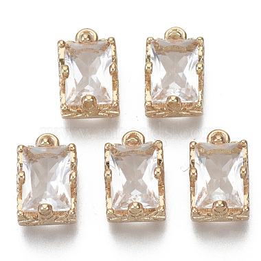 Light Gold Rectangle Brass+Rhinestone Charms