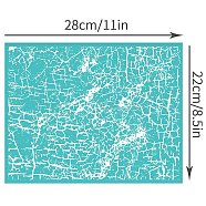 Self-Adhesive Silk Screen Printing Stencil, for Painting on Wood, DIY Decoration T-Shirt Fabric, Turquoise, Crackle, 280x220mm(DIY-WH0338-193)