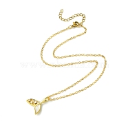 Epoxy Resin Mermaid Fish with Cubic Zirconia Pendant Necklace, with Brass Cable Chains, Real 18K Gold Plated, 15.75 inch(40cm)(NJEW-TA00109)