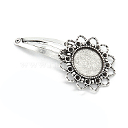 Alloy Snap Hair Clip Finding, Cabochon Settings, Antique Silver, Inner Diameter: 20mm(PW-WG38295-13)