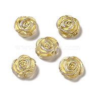 Plating Acrylic Beads, Golden Metal Enlaced, Rose Flower, Gold, 17x8mm, Hole: 2mm(MACR-J123-44)