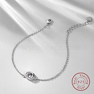 Interlocking Rings 925 Sterling Silver Link Bracelets, with S925 Stamp, Silver, 6-3/4 inch(17cm)(MA5279-2)