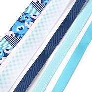 3Rolls Polyester Ribbons, with 2Rolls Grosgrain Ribbons, for Gift Packaging, Mixed Color, 3/8~5/8 inch(9.7~16mm), 1m/roll, 5rolls/set(SRIB-F009-06A)