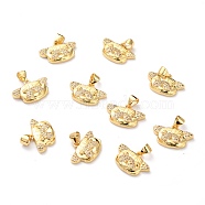 Brass Micro Pave Cubic Zirconia Pendants, Pug Charms, Long-Lasting Plated, Real 18K Gold Plated, 12x18x3mm, Hole: 5x3.3mm(ZIRC-H120-01G)