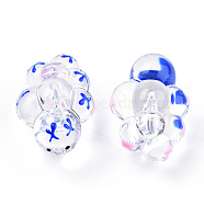 Transparent Acrylic Beads, with Enamel, Cloud with Cross, Blue, 33x22.5x17mm, Hole: 2mm(ACRC-T012-01-B01)