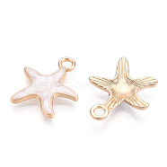 Alloy Pendants, with Enamel, Starfish, Light Gold, Linen, 20x18x3mm, Hole: 2.5mm(X-ENAM-S119-059D)