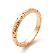 304 Stainless Steel Ring, Floral Textured Finger Ring, Golden, 3mm, Inner Diameter: 17mm(STAS-M309-02G)