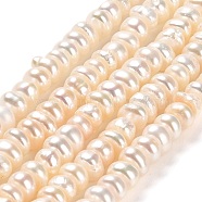 Natural Cultured Freshwater Pearl Beads Strands, Grade 3A+, Rondelle, Moccasin, 5~5.5x3~4mm, Hole: 0.8mm, about 99pcs/strand, 13.78''(35cm)(PEAR-J007-01)