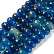 Natural Agate Beads Strands, Dyed & Heated, Egg, Marine Blue, 15~17x11~12mm, Hole: 1.6mm, about 14~15pcs/strand, 6.69~6.89 inch(17~17.5cm)(G-G021-03A-07)