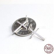 Rack Plating 925 Sterling Silver Pendants, with Jump Rings & 925 Stamp, Cross Charms, Silver, 16x9.5x1.2mm, Hole: 5mm(STER-L044-01S)