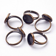 Adjustable Brass Ring Components, Pad Finger Rings, Cadmium Free & Nickel Free & Lead Free, Antique Bronze, Tray: 14mm, Inner diameter: 12mm, 17.5mm(X-J2673012-NR)