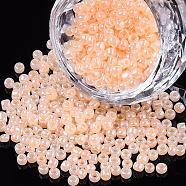 Glass Seed Beads, Ceylon, Round, Bisque, 4mm, Hole: 1.5mm, about 4500pcs/pound(SEED-A011-4mm-147)