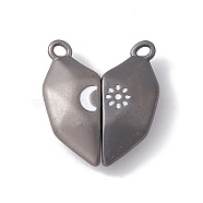 Love Heart Alloy Magnetic Clasps, Moon Star Pattern Clasps for Couple Jewelry Bracelets Pendants Necklaces Making, Gray, 20x18x6mm, Hole: 1.6mm(FIND-C013-02C)
