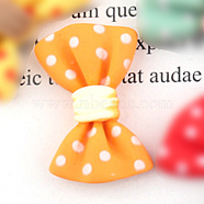 Resin Cabochons, DIY for Bobby pin Accessories, Bowknot, Orange, 14x23mm(CRES-TAC0003-06H)