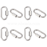 304 Stainless Steel Screw Carabiner Lock Charms, for Necklaces Making, Oval, Stainless Steel Color, 21x11x4mm, 8pcs/box(STAS-UN0050-89P)