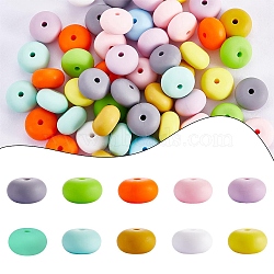 20Pcs 10 Colors Rondelle Silicone Beads, DIY Nursing Necklaces and Bracelets Making, Chewing Pendants For Teethers, Mixed Color, 14mm, Hole: 2mm(JX323A-01)