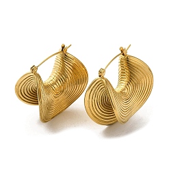 304 Stainless Steel Hoop Earring, Real 18K Gold Plated, 30x15mm(EJEW-Q796-05G)
