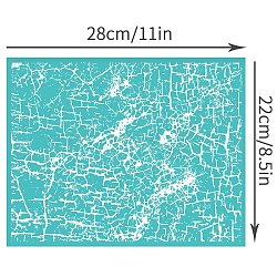 Self-Adhesive Silk Screen Printing Stencil, for Painting on Wood, DIY Decoration T-Shirt Fabric, Turquoise, Crackle, 280x220mm(DIY-WH0338-193)