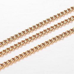 Ion Plating(IP) 304 Stainless Steel Curb Chains, Unwelded, for Jewelry Making, Golden, 3x2x0.6mm, about 32.8 Feet(10m)/card(CHS-P001-03G-0.6mm)